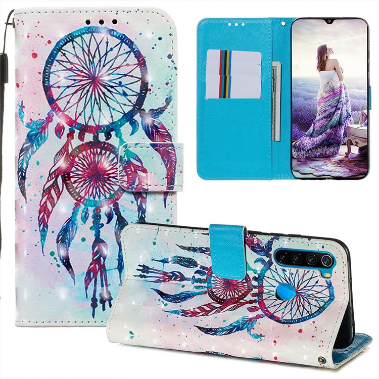 Pattern Printing PU Leather Wallet Case with Strap for Xiaomi Redmi Note 8 - Dream Catcher-7