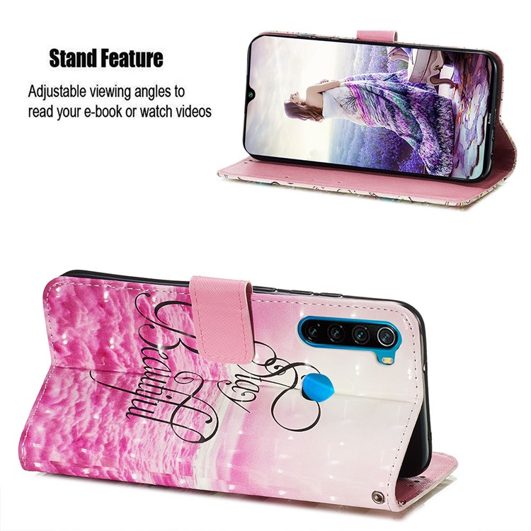 Pattern Printing PU Leather Wallet Case with Strap for Xiaomi Redmi Note 8 - Stay Beautiful-3