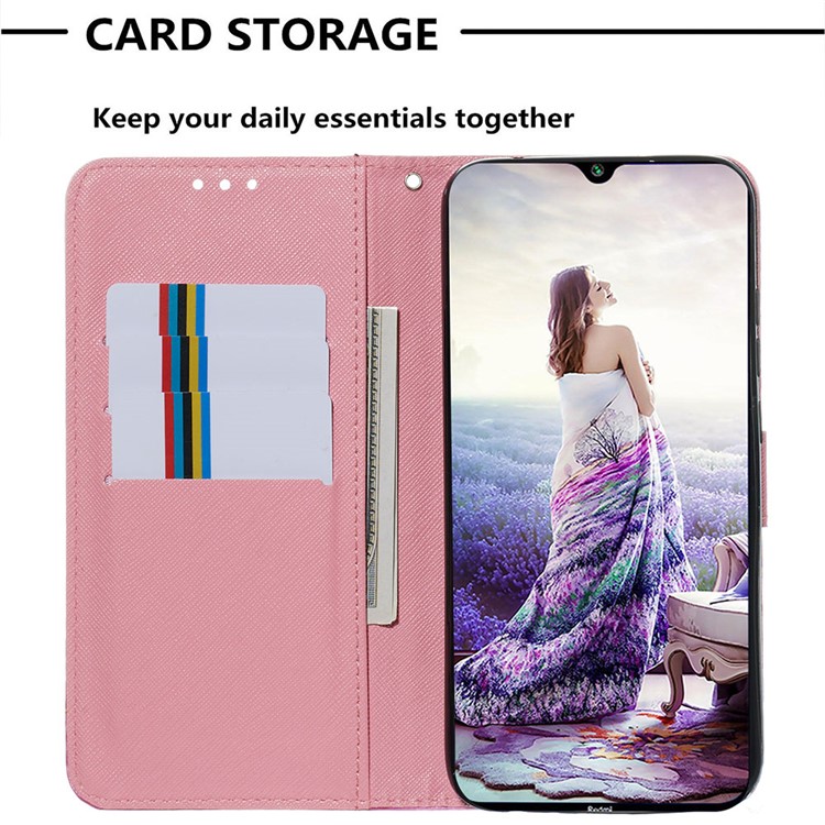 Pattern Printing PU Leather Wallet Case with Strap for Xiaomi Redmi Note 8 - Stay Beautiful-4