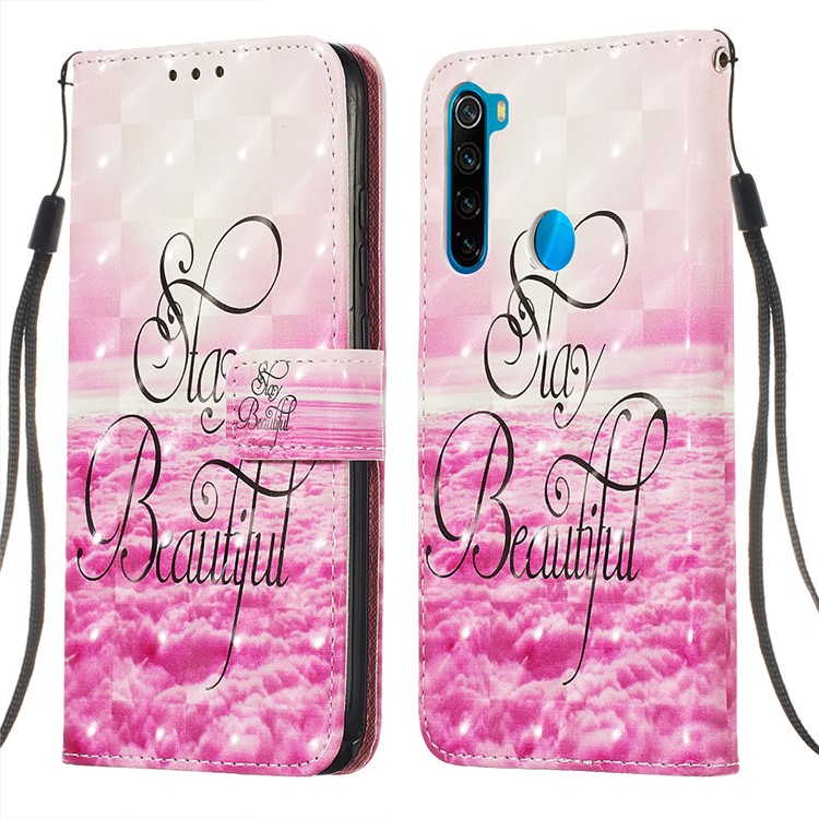 Pattern Printing PU Leather Wallet Case with Strap for Xiaomi Redmi Note 8 - Stay Beautiful-7