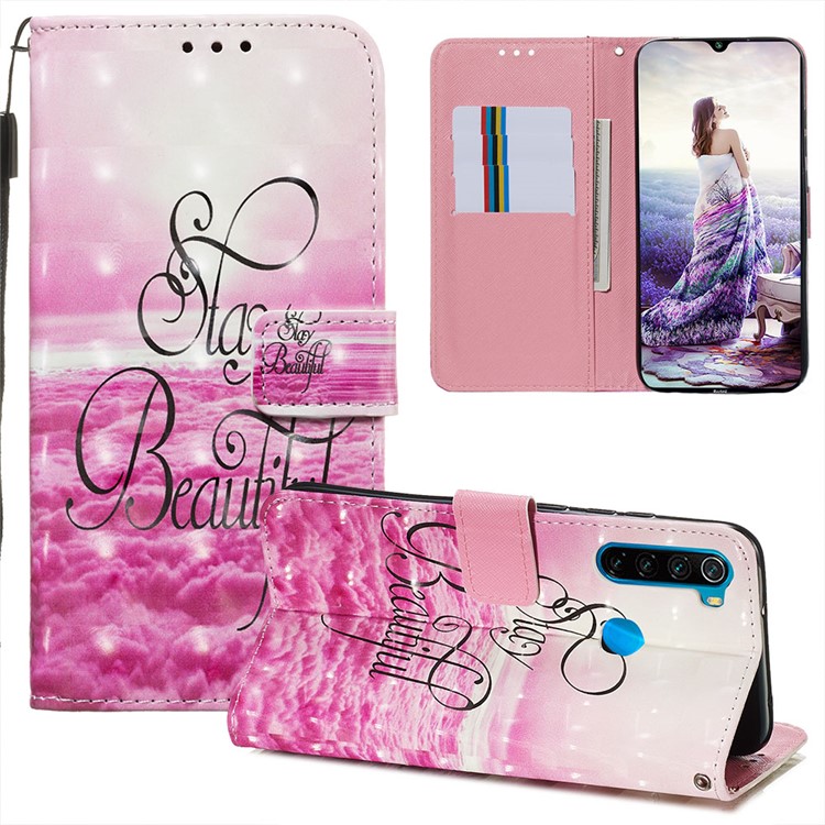 Pattern Printing PU Leather Wallet Case with Strap for Xiaomi Redmi Note 8 - Stay Beautiful-8
