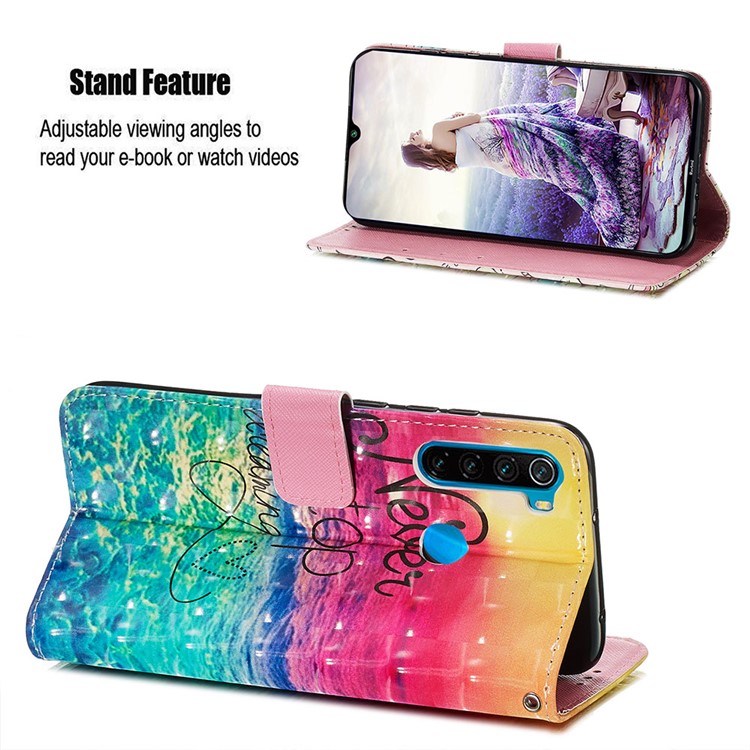 Pattern Printing PU Leather Wallet Case with Strap for Xiaomi Redmi Note 8 - Never Stop Dreaming-3