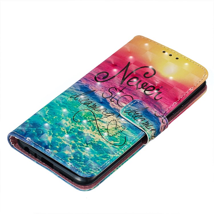 Pattern Printing PU Leather Wallet Case with Strap for Xiaomi Redmi Note 8 - Never Stop Dreaming-5