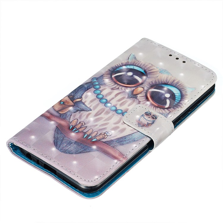 Pattern Printing PU Leather Wallet Case with Strap for Xiaomi Redmi Note 8 - Owl-5
