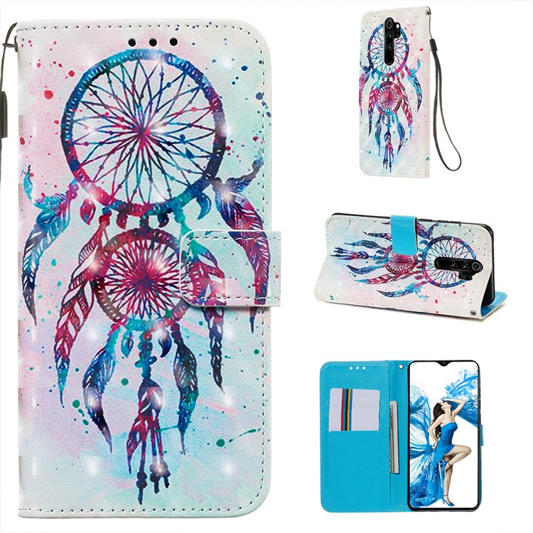 Pattern Printing PU Leather Wallet Phone Case with Strap for Xiaomi Redmi Note 8 Pro - Dream Catcher-1