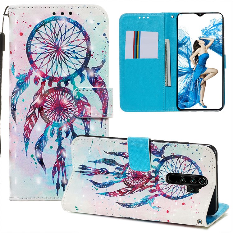 Pattern Printing PU Leather Wallet Phone Case with Strap for Xiaomi Redmi Note 8 Pro - Dream Catcher-2