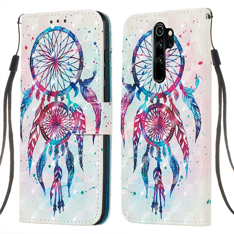 Pattern Printing PU Leather Wallet Phone Case with Strap for Xiaomi Redmi Note 8 Pro - Dream Catcher-3