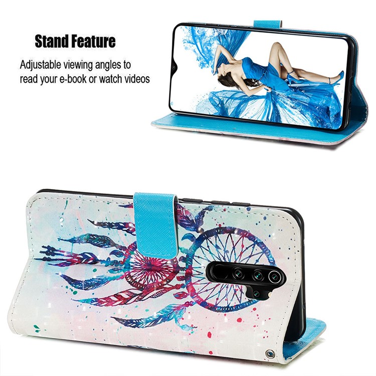 Pattern Printing PU Leather Wallet Phone Case with Strap for Xiaomi Redmi Note 8 Pro - Dream Catcher-5