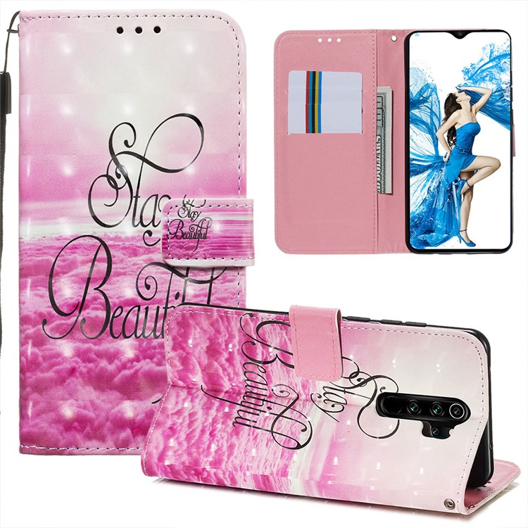 Pattern Printing PU Leather Wallet Phone Case with Strap for Xiaomi Redmi Note 8 Pro - Stay Beautiful-2