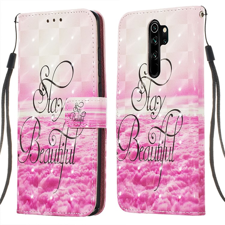 Pattern Printing PU Leather Wallet Phone Case with Strap for Xiaomi Redmi Note 8 Pro - Stay Beautiful-3