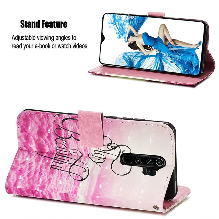 Pattern Printing PU Leather Wallet Phone Case with Strap for Xiaomi Redmi Note 8 Pro - Stay Beautiful-5