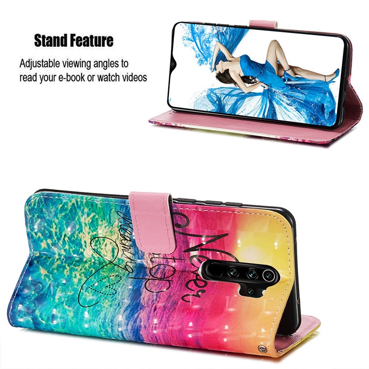 Pattern Printing PU Leather Wallet Phone Case with Strap for Xiaomi Redmi Note 8 Pro - Never Stop Dreaming-5