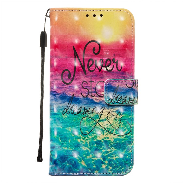 Pattern Printing PU Leather Wallet Phone Case with Strap for Xiaomi Redmi Note 8 Pro - Never Stop Dreaming-7