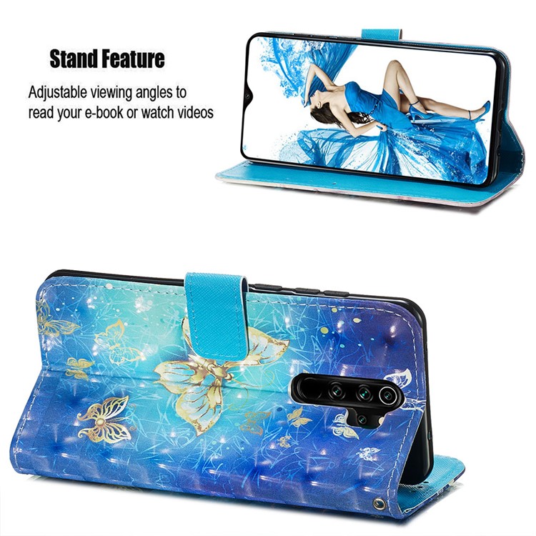 Pattern Printing PU Leather Wallet Phone Case with Strap for Xiaomi Redmi Note 8 Pro - Gold Butterflies-5