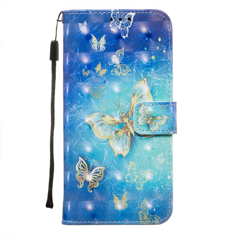 Pattern Printing PU Leather Wallet Phone Case with Strap for Xiaomi Redmi Note 8 Pro - Gold Butterflies-7