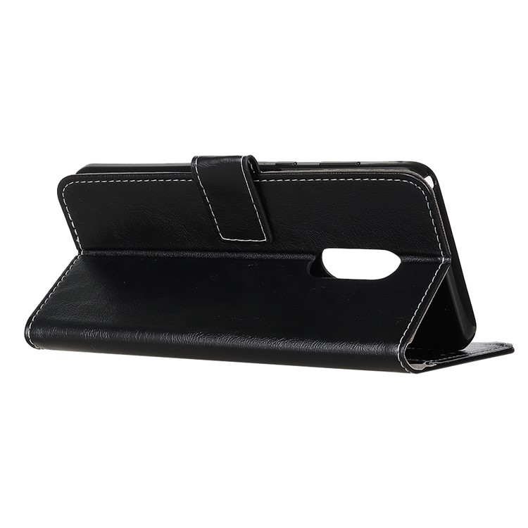 Crazy Horse Skin Leather Wallet Stand Shell Case for Xiaomi Redmi 8 - Black-4