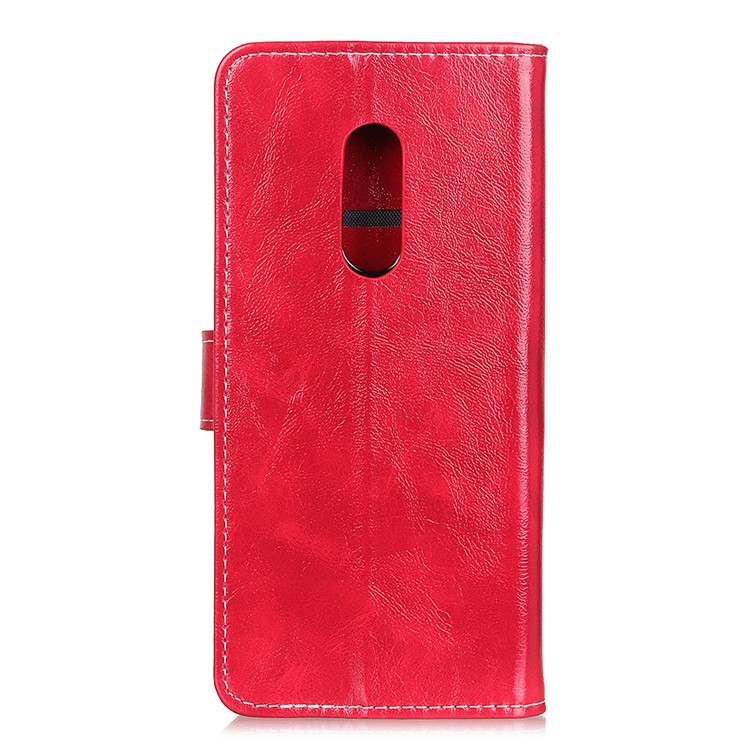 Crazy Horse Skin Leather Wallet Stand Shell Case for Xiaomi Redmi 8 - Red-3
