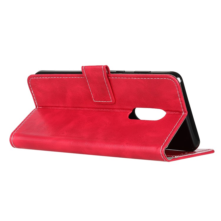 Crazy Horse Skin Leather Wallet Stand Shell Case for Xiaomi Redmi 8 - Red-4