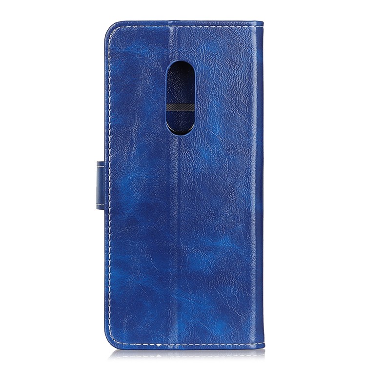 Crazy Horse Skin Leather Wallet Stand Shell Case for Xiaomi Redmi 8 - Blue-3