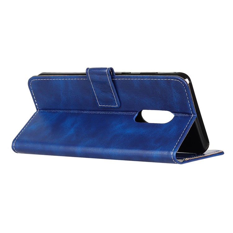 Crazy Horse Skin Leather Wallet Stand Shell Case for Xiaomi Redmi 8 - Blue-4