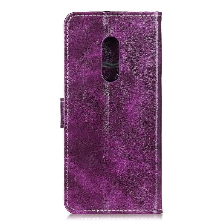 Crazy Horse Skin Leather Wallet Stand Shell Case for Xiaomi Redmi 8 - Purple-3