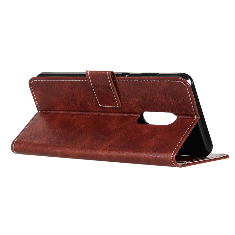 Crazy Horse Skin Leather Wallet Stand Shell Case for Xiaomi Redmi 8 - Coffee-4