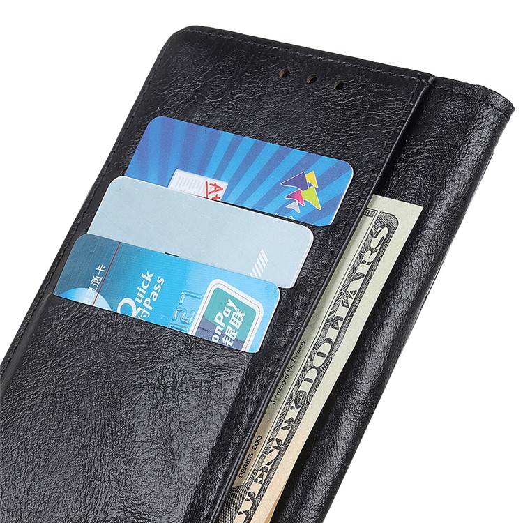 S Shape Crazy Horse Leather Stand Wallet Phone Shell for Xiaomi Redmi 8 - Black-9