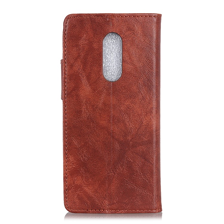 S Shape Crazy Horse Leather Stand Wallet Phone Shell for Xiaomi Redmi 8 - Brown-3