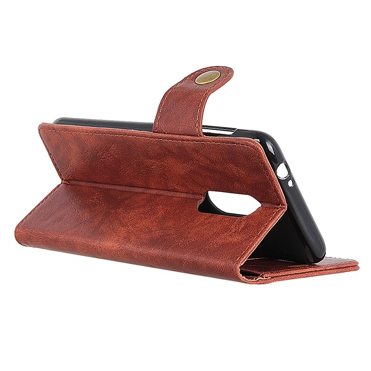 S Shape Crazy Horse Leather Stand Wallet Phone Shell for Xiaomi Redmi 8 - Brown-4
