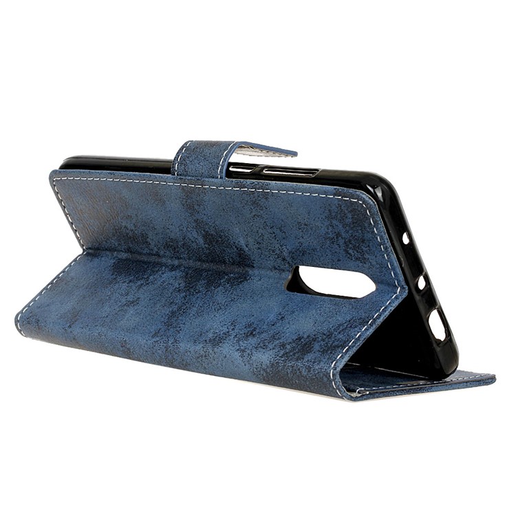 Vintage Style Leather Wallet Phone Case for Xiaomi Redmi 8 - Blue-4