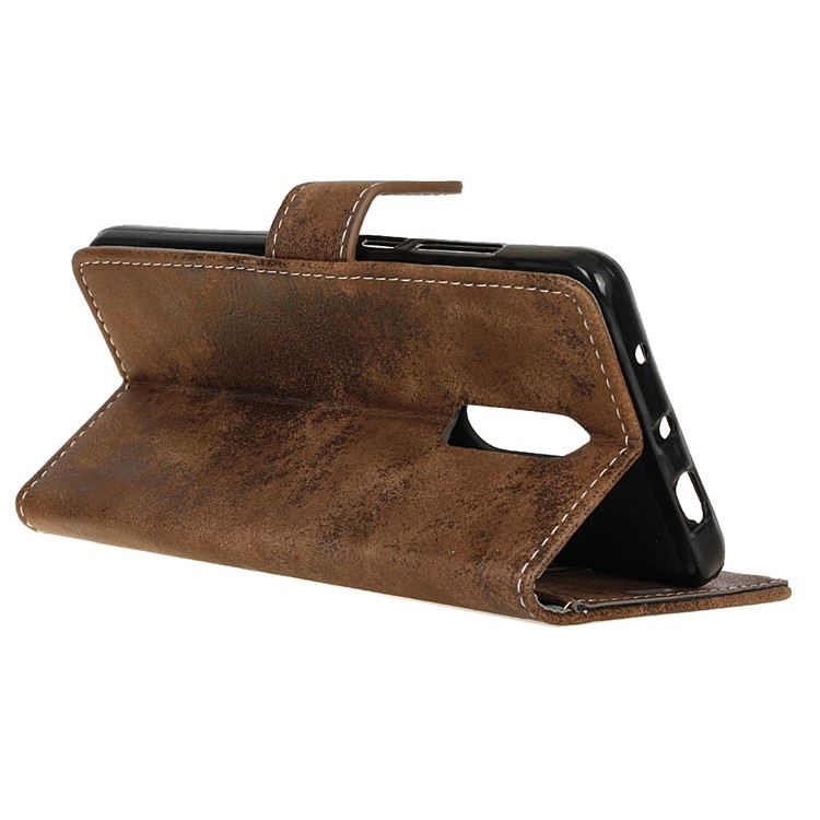 Vintage Style Leather Wallet Phone Case for Xiaomi Redmi 8 - Brown-10