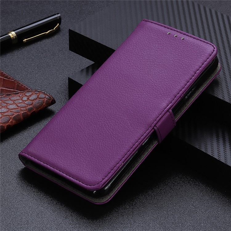 Litchi Skin Leather Wallet Phone Case for Xiaomi Redmi 8 - Purple-10