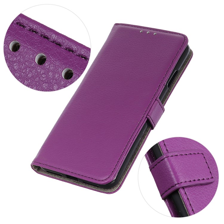 Litchi Skin Leather Wallet Phone Case for Xiaomi Redmi 8 - Purple-5