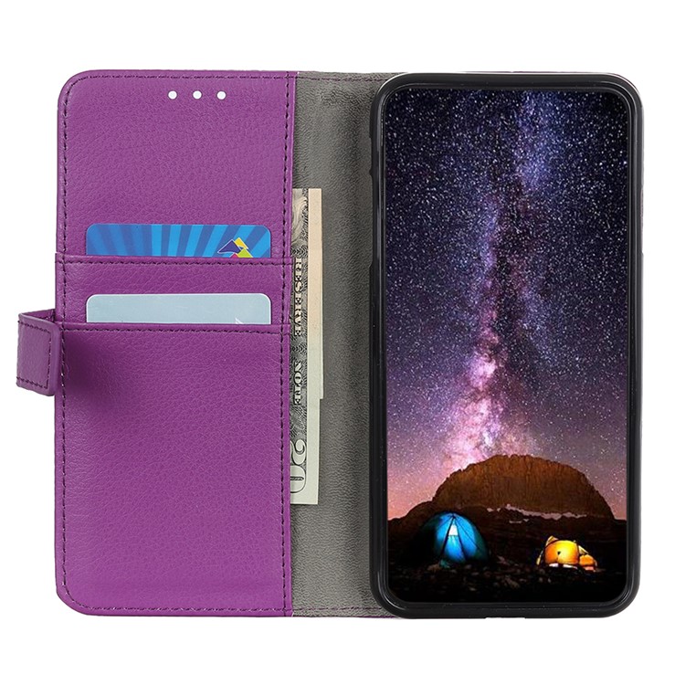 Litchi Skin Leather Wallet Phone Case for Xiaomi Redmi 8 - Purple-8