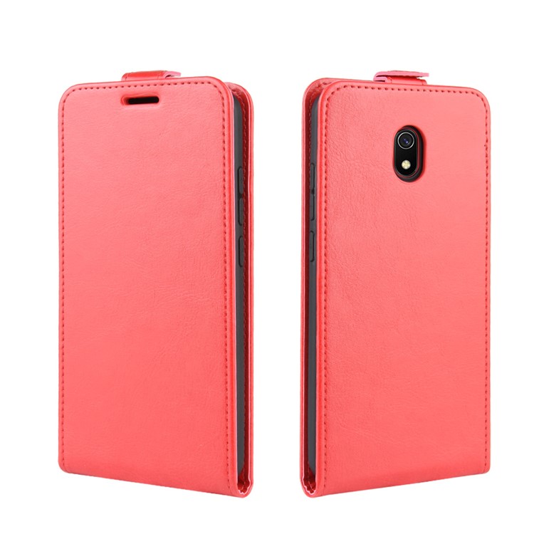 Crazy Horse Vertical Flip Leather Phone Cover with Card Slot for Xiaomi Redmi 8A - Red-2