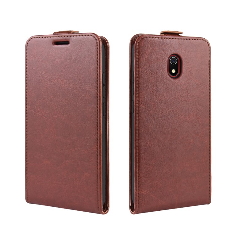 Crazy Horse Vertical Flip Leather Phone Cover with Card Slot for Xiaomi Redmi 8A - Brown-2