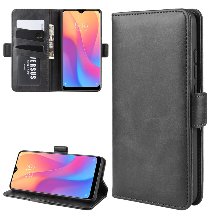 Magnet Adsorption Leather Wallet Phone Stand Case for Xiaomi Redmi 8A - Black-1
