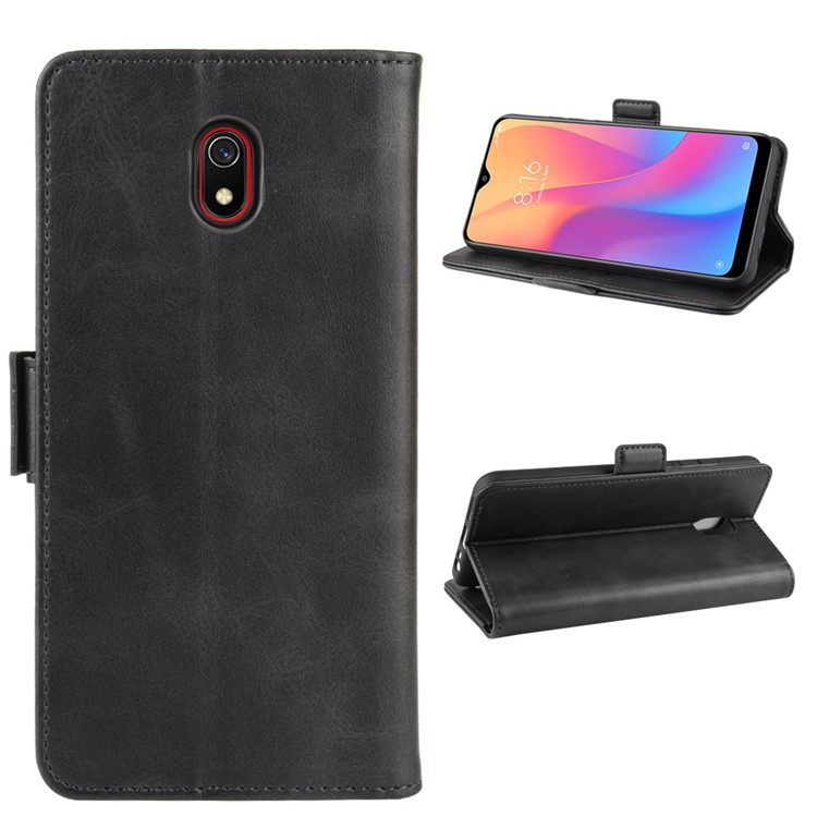 Magnet Adsorption Leather Wallet Phone Stand Case for Xiaomi Redmi 8A - Black-2