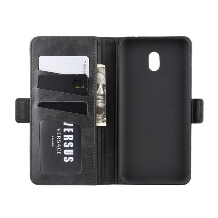 Magnet Adsorption Leather Wallet Phone Stand Case for Xiaomi Redmi 8A - Black-4