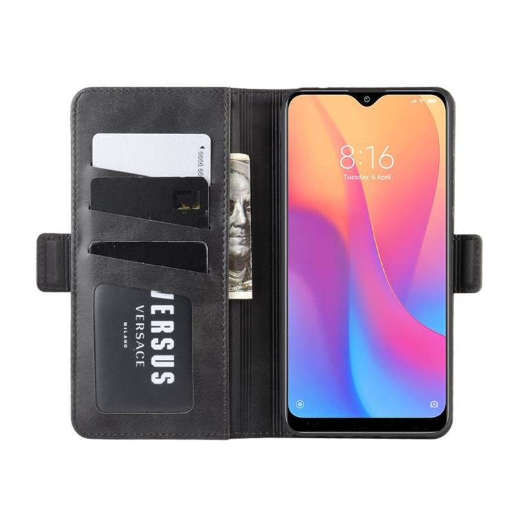 Magnet Adsorption Leather Wallet Phone Stand Case for Xiaomi Redmi 8A - Black-5