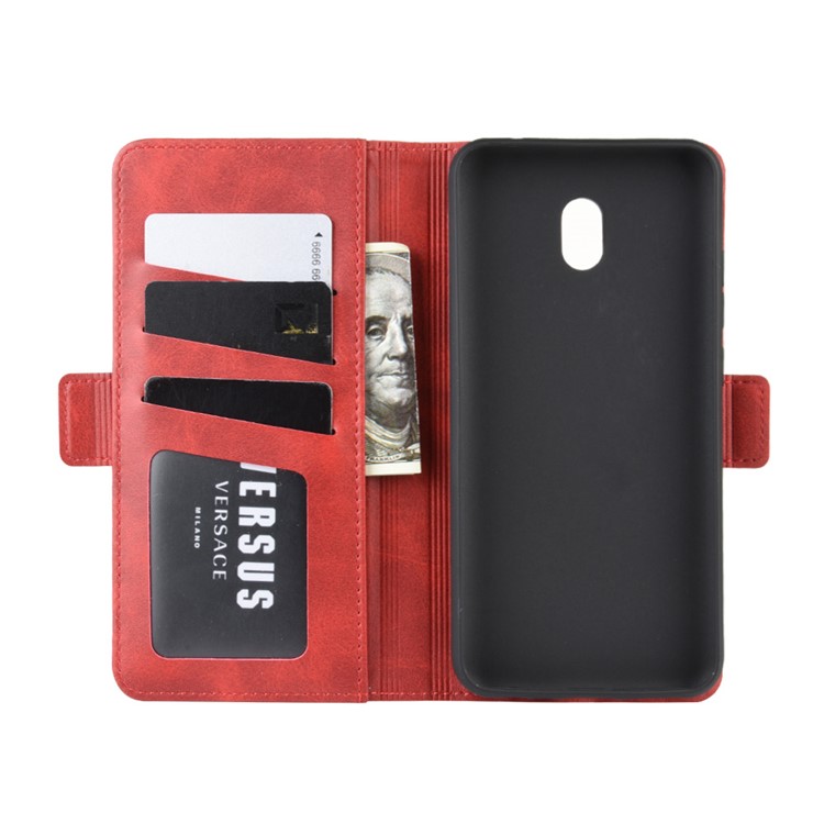 Magnet Adsorption Leather Wallet Phone Stand Case for Xiaomi Redmi 8A - Red-4