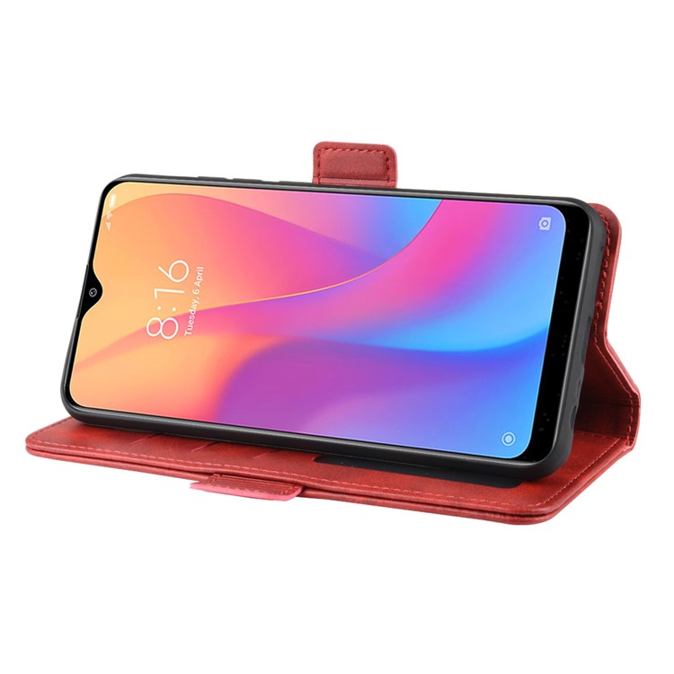Magnet Adsorption Leather Wallet Phone Stand Case for Xiaomi Redmi 8A - Red-6