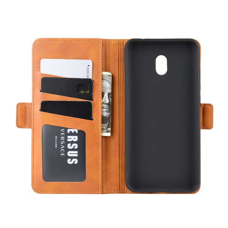 Magnet Adsorption Leather Wallet Phone Stand Case for Xiaomi Redmi 8A - Brown-4
