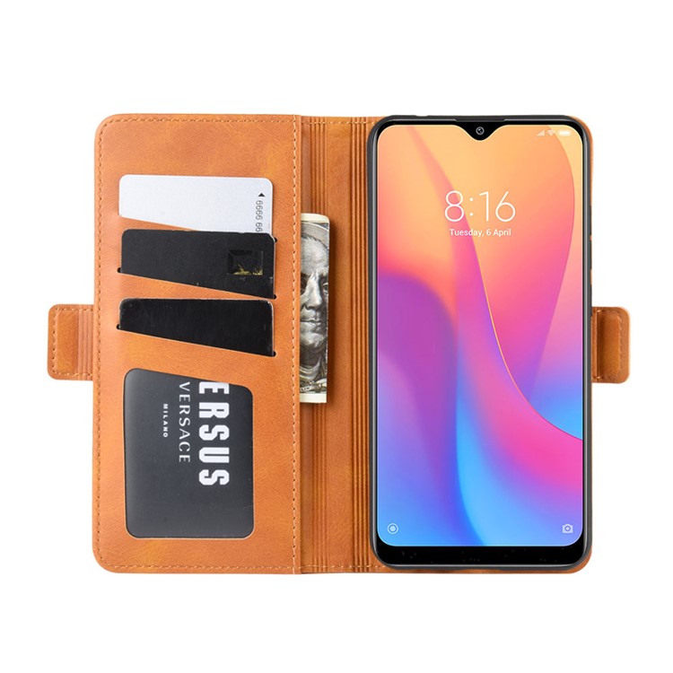 Magnet Adsorption Leather Wallet Phone Stand Case for Xiaomi Redmi 8A - Brown-5