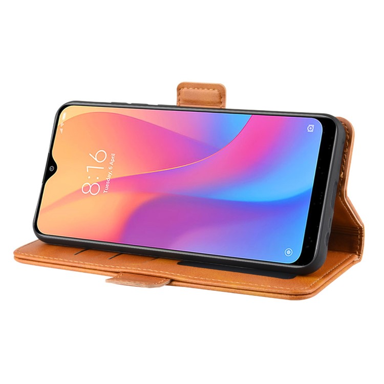 Magnet Adsorption Leather Wallet Phone Stand Case for Xiaomi Redmi 8A - Brown-6