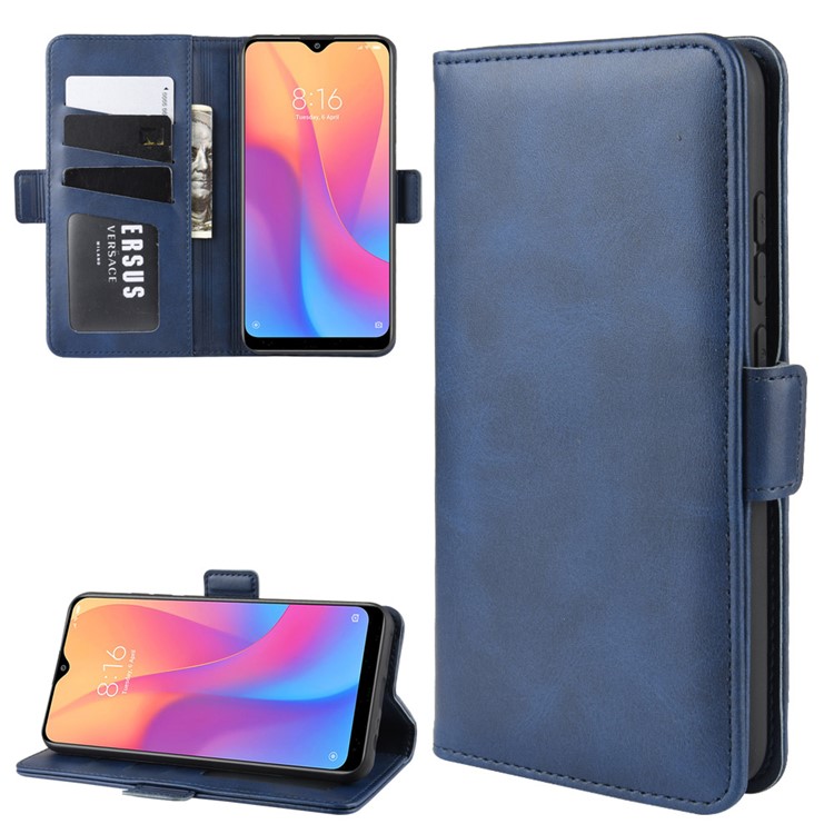 Magnet Adsorption Leather Wallet Phone Stand Case for Xiaomi Redmi 8A - Blue-1