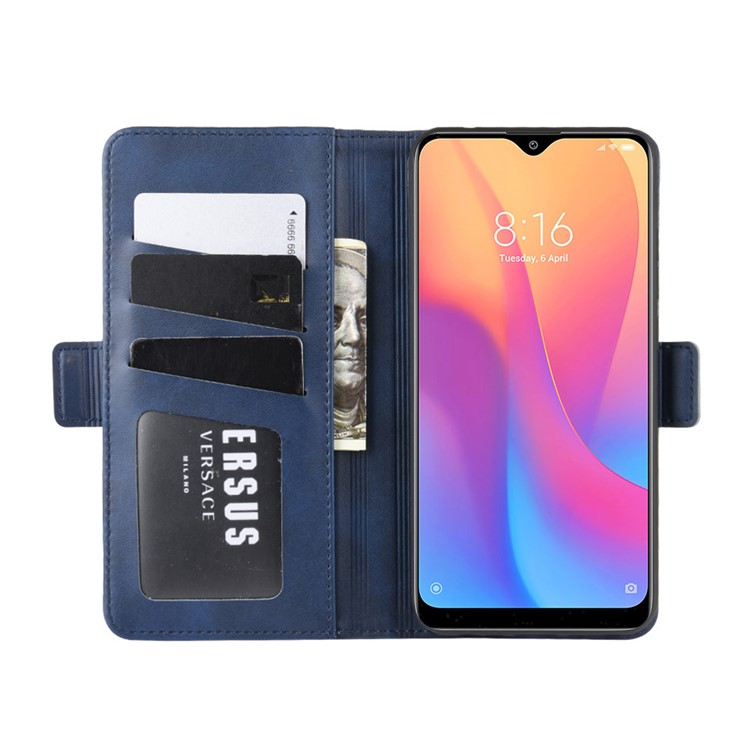 Magnet Adsorption Leather Wallet Phone Stand Case for Xiaomi Redmi 8A - Blue-5
