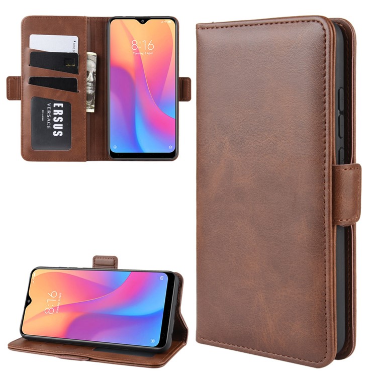 Magnet Adsorption Leather Wallet Phone Stand Case for Xiaomi Redmi 8A - Coffee-1