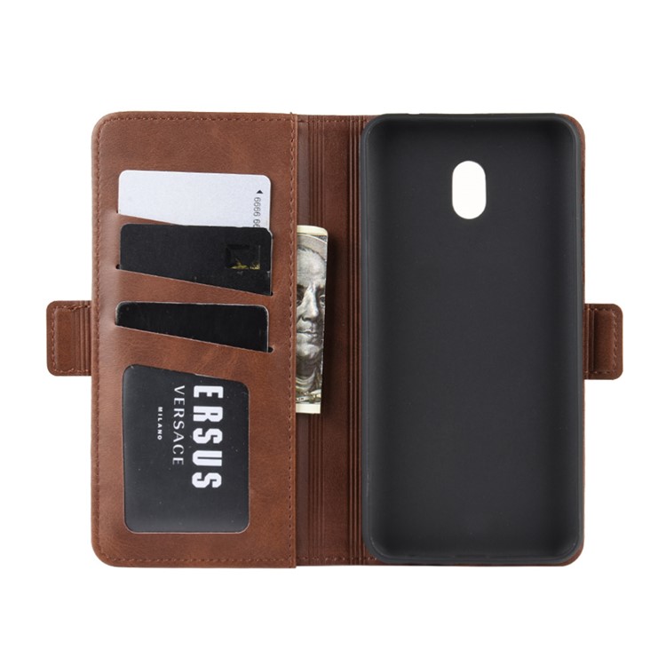 Magnet Adsorption Leather Wallet Phone Stand Case for Xiaomi Redmi 8A - Coffee-4