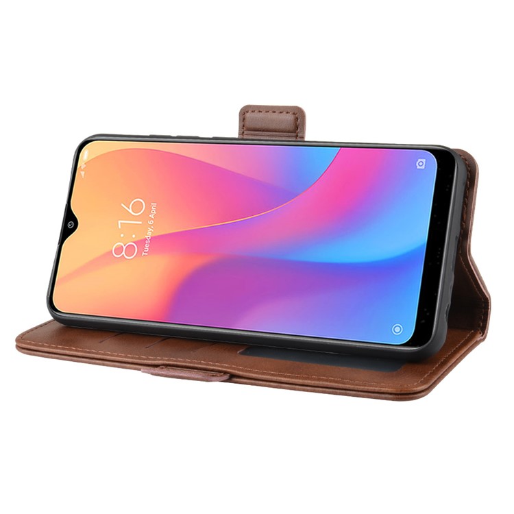 Magnet Adsorption Leather Wallet Phone Stand Case for Xiaomi Redmi 8A - Coffee-6